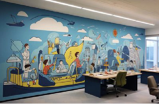 渝中办公室墙绘的特点。